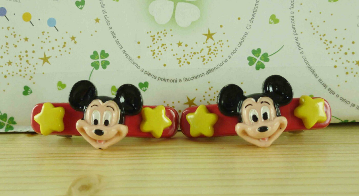 【震撼精品百貨】Micky Mouse 米奇/米妮 2入髮夾-紅黃米奇 震撼日式精品百貨