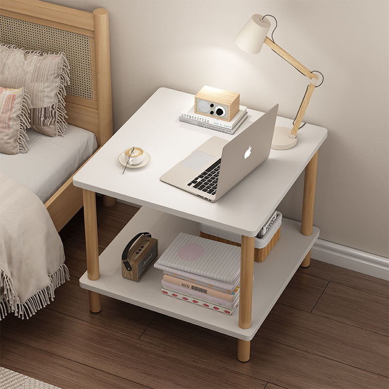床頭櫃置物架簡約現代床頭桌臥室家用實木腿床邊櫃北歐簡易小方桌