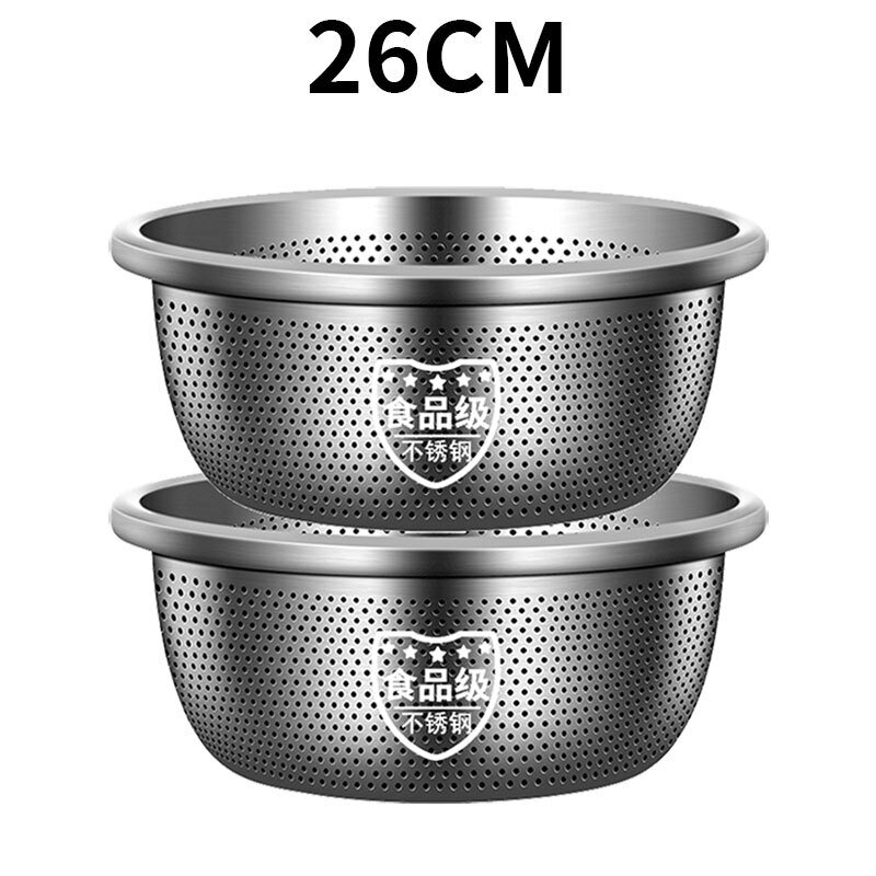 【喜挖】食品級不銹鋼瀝水籃加厚洗菜淘米篩水籃瀝水淘米漏盆 0