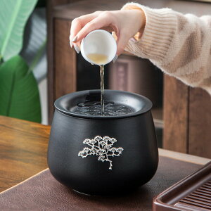 晟窯茶洗家用茶洗帶蓋茶缽復古建水茶渣桶水孟大號杯水洗陶