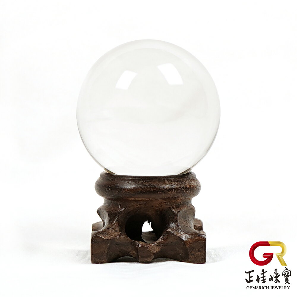 白水晶 頂級純淨 39.7mm 白水晶球 白水晶擺件｜特製木座