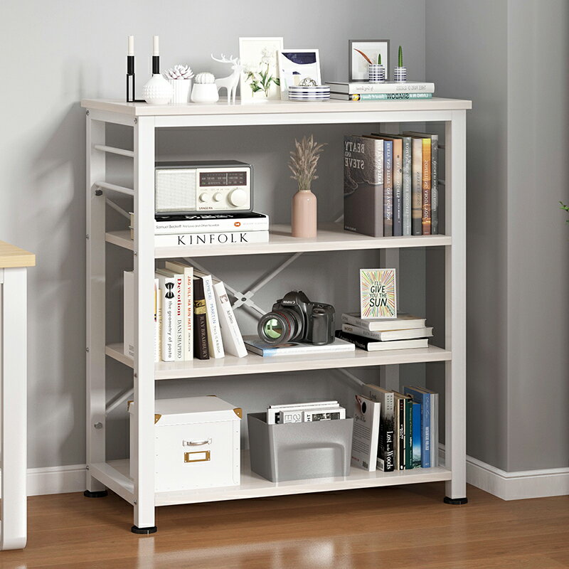 書架簡易落地家用臥室鐵藝收納置物架客廳簡約多層可移動小型書柜