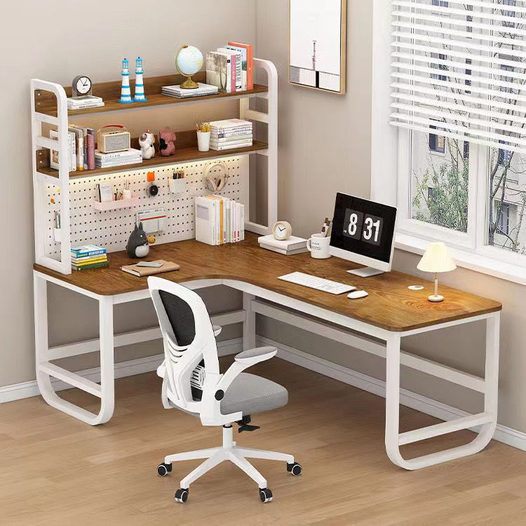 現代奶油風洞洞板電腦桌 【最低價】【公司貨】轉角書桌學生家用書架一體學習桌輕奢◆生活百貨挖寶節 3