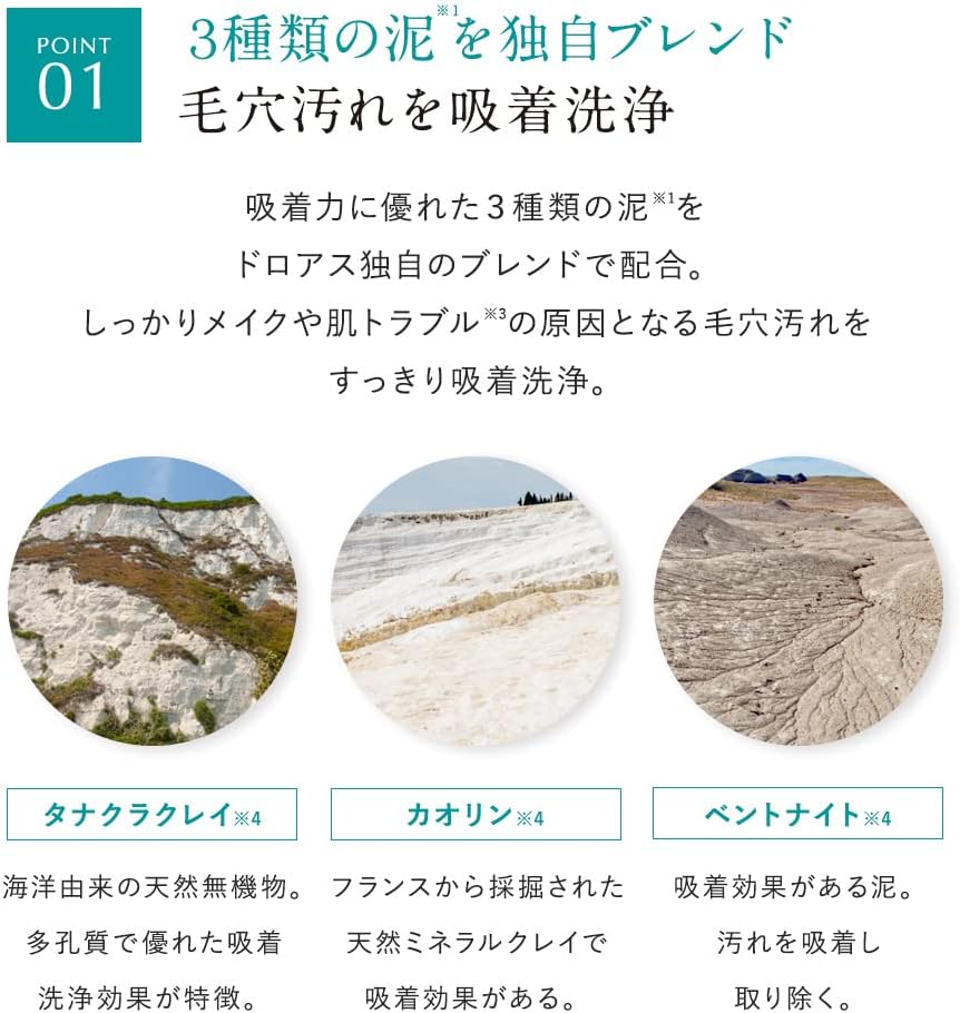 日本製 DROAS 泥 洗面乳 卸粧凝露 洗顏乳 卸妝乳 礦物泥 角栓 角質 毛孔清潔 臉部清潔 吸附髒污【小福部屋】 5