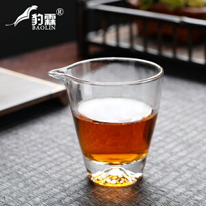 玻璃公道杯單個配件鷹嘴日常加厚款耐熱大容量四方高檔過濾分茶器