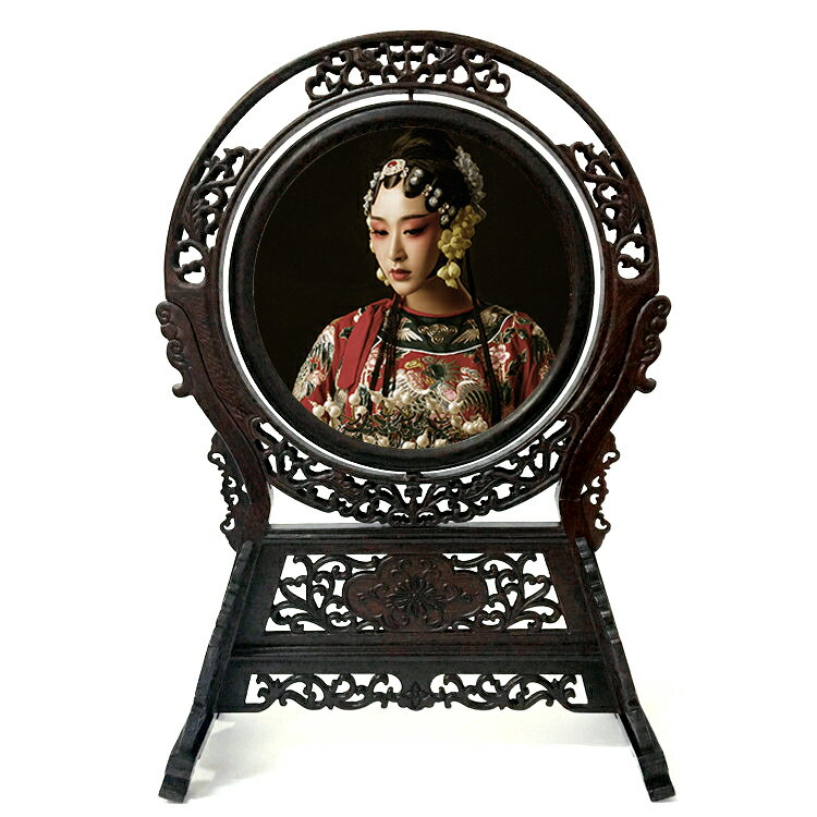 12寸實木雙面雞翅木相架 古典畫框 中式古典照片擺件相框 擺件 2