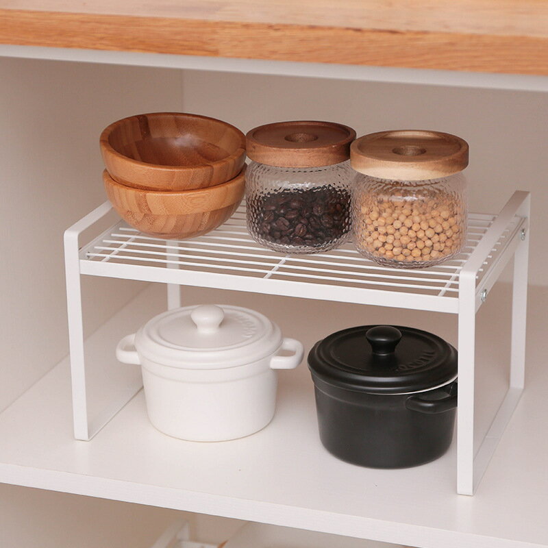 收納架 廚房分層置物架調料品收納架櫥分隔碗碟瀝水架放鍋子架