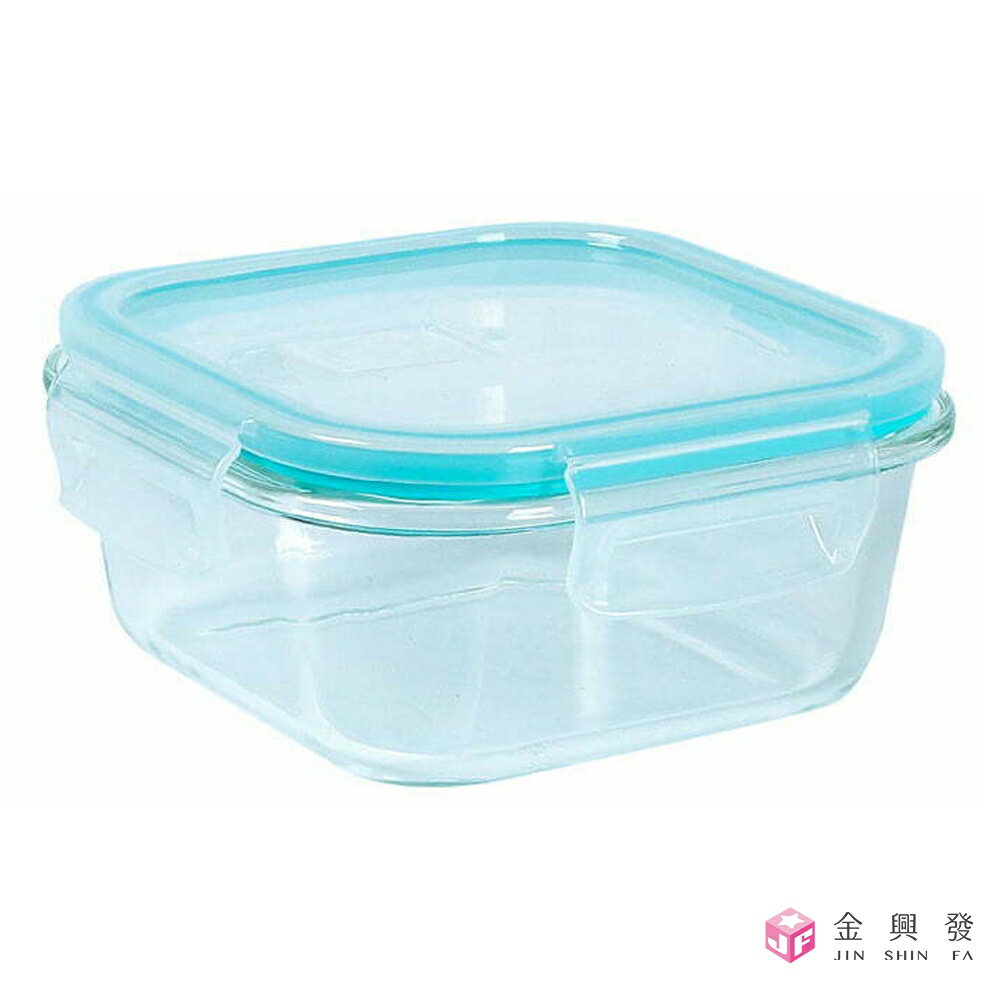 Quasi 芬格方型玻璃耐熱保鮮盒520ml 微/蒸/烤三用【金興發】