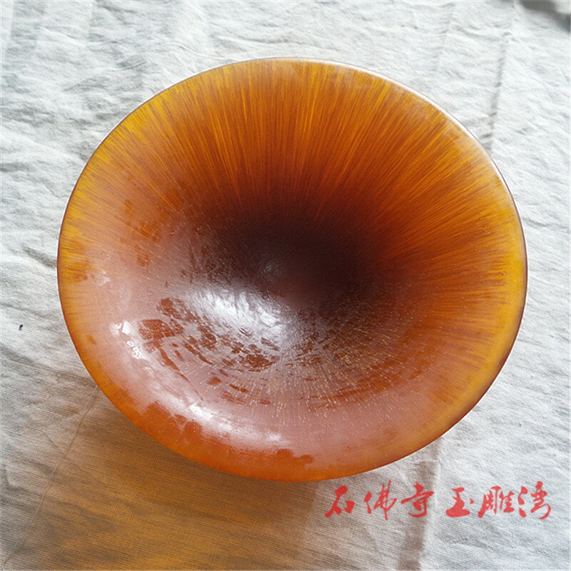 古玩收藏高仿犀牛角酒碗酒杯酒具西藏金絲?牛角杯製品仿古工藝品