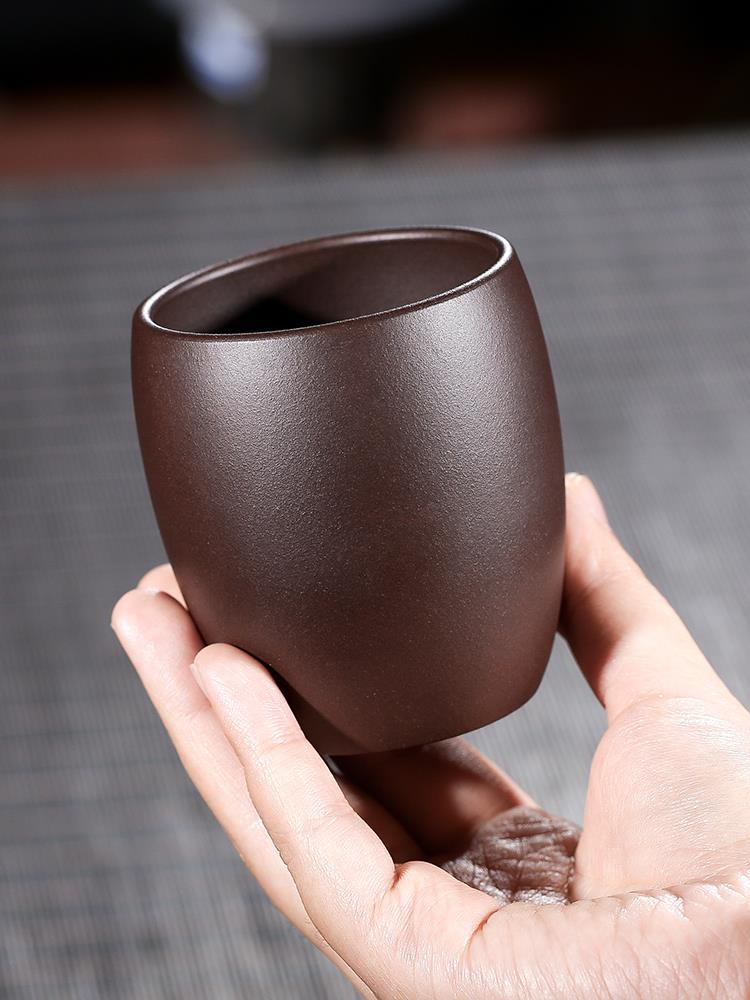 宜興紫砂杯大號主人杯紫泥純手工品茗杯單個刻字茶杯杯子個人專用