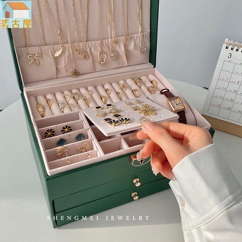 大容量高檔歐式公主首飾盒2022新款高級感手錶戒指項鍊耳環收納盒 飾品收納盒 珠寶收納盒 首飾收納 飾品盒