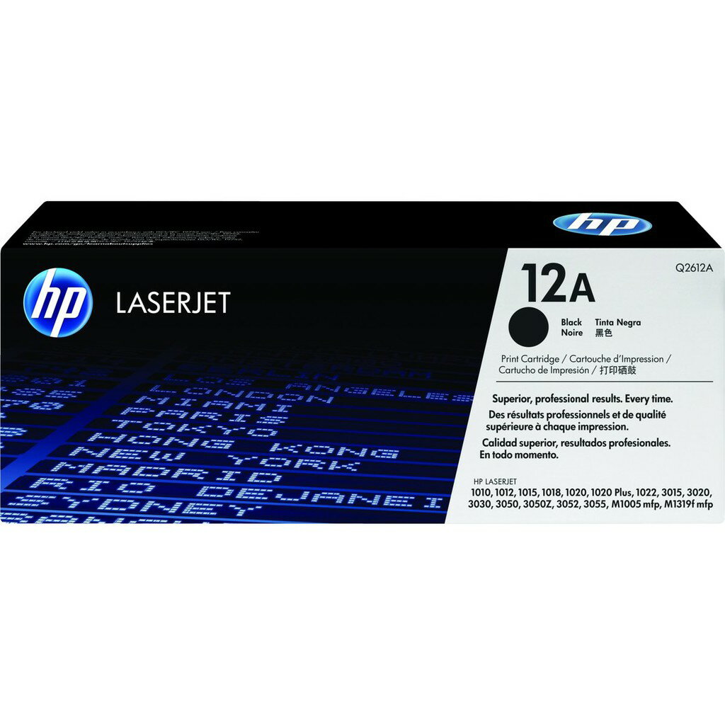 【最高3000點回饋 滿額折400】 HP 12A黑色原廠LaserJet碳粉匣(Q2612A) For HP 1020/1022/3050/3055