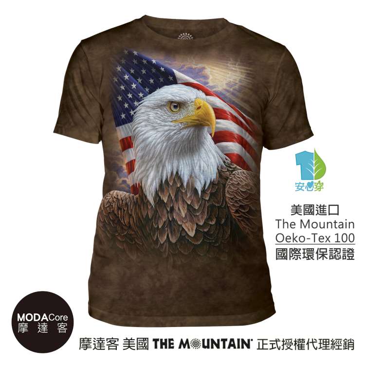 【摩達客】(預購) 美國The Mountain都會系列 國旗獨立鷹 中性修身短袖T恤