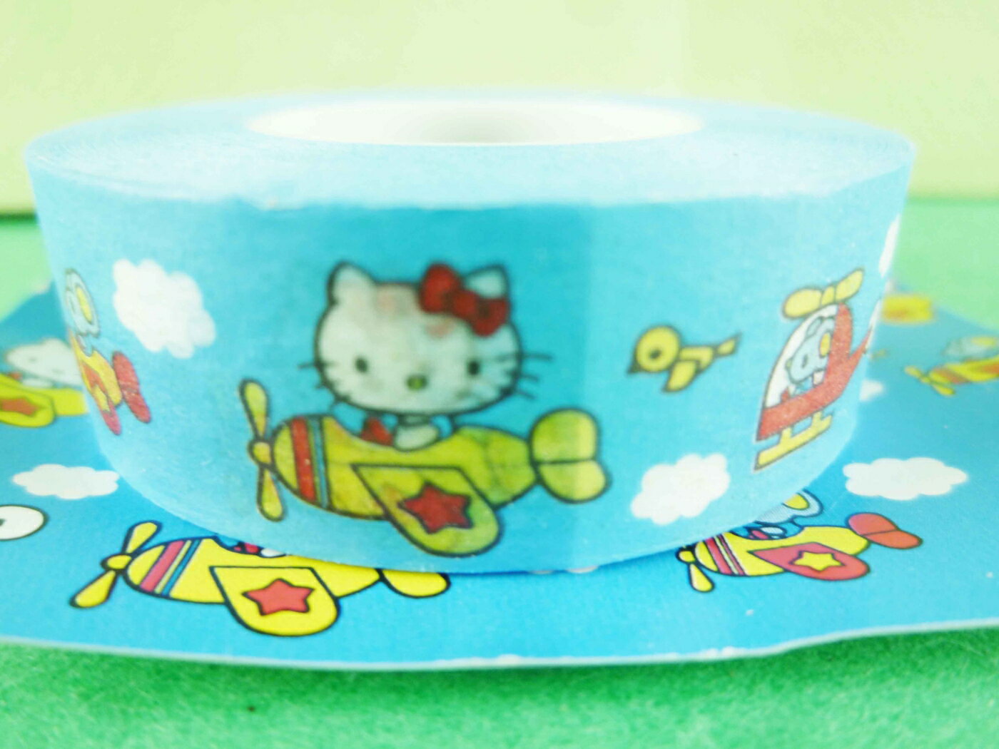 【震撼精品百貨】Hello Kitty 凱蒂貓 紙膠帶-藍飛機圖案 震撼日式精品百貨