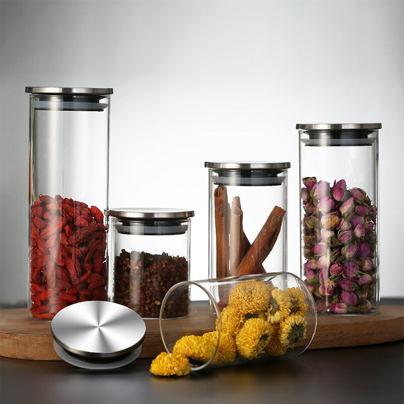 家用透明收納儲存罐小瓶子密封罐玻璃罐玻璃茶葉咖啡豆雜糧收納罐
