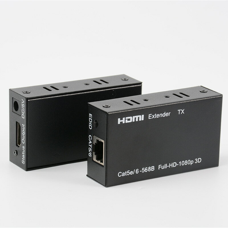 [3大陸直購] HDMI 訊號延長器 1對2入 60米 HDMI 轉 RJ45 網路線 監視器 1080p 配 USB 電源線 需自備 DC5V-2A 電源