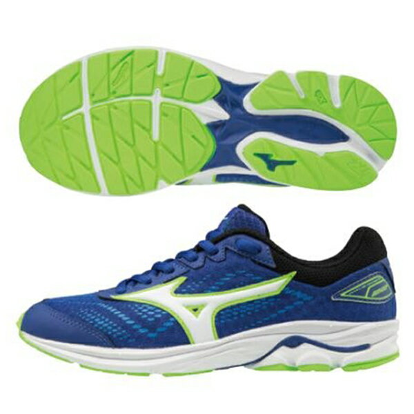 MIZUNO WAVE RIDER 22 JR 女鞋 大童鞋 慢跑 路跑 輕量 緩震 耐磨 網布 藍【運動世界】K1GC183301