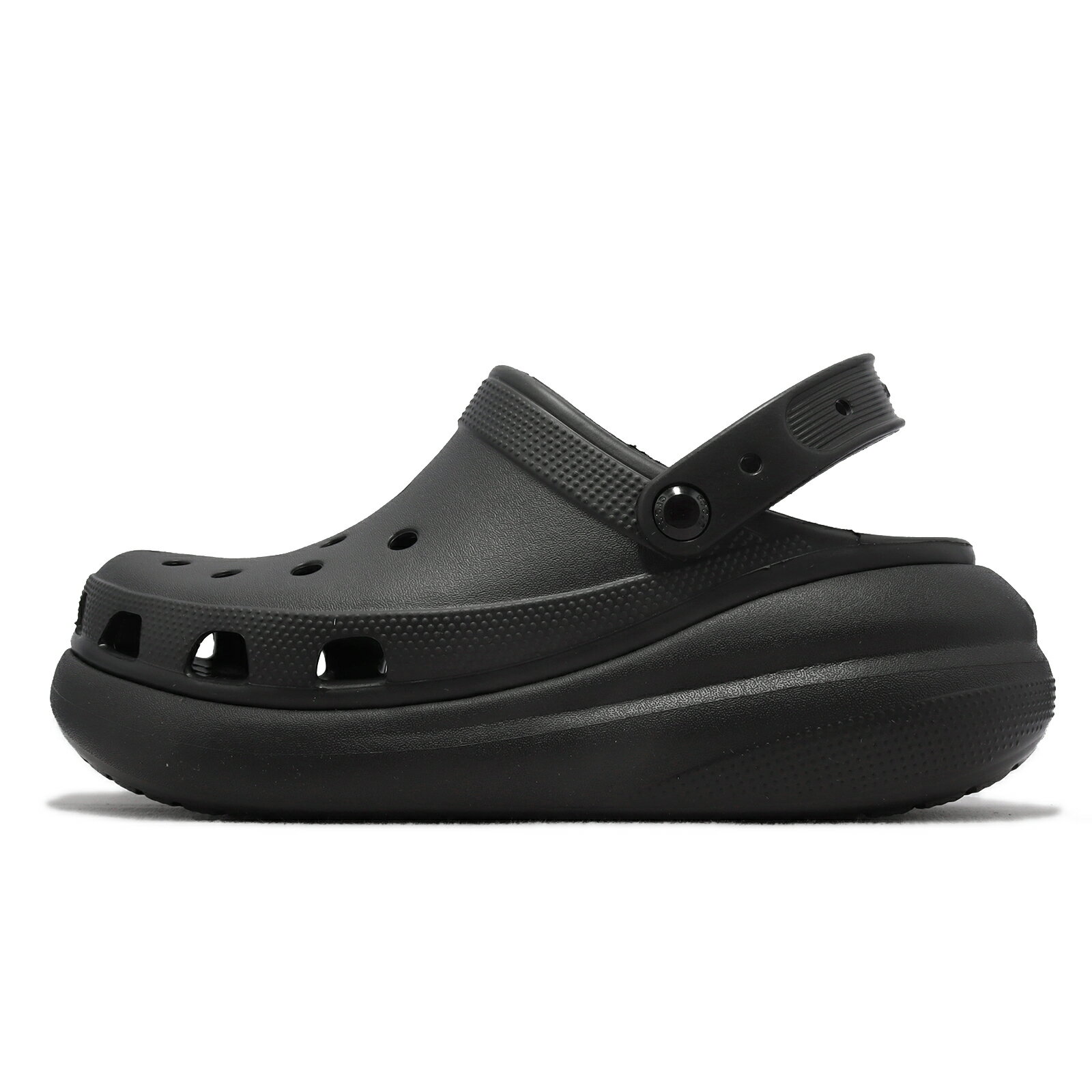 Crocs 洞洞鞋 涼拖鞋 Classic Crush Clog 男鞋 女鞋 黑 全黑 泡芙 超厚底 休閒 洞洞鞋