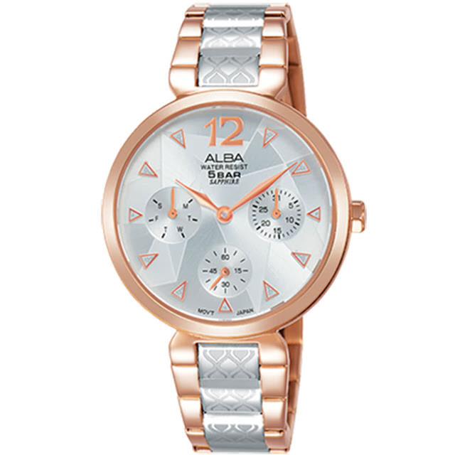 ALBA 雅柏 VD75-X110K(AP6556X1) 部落幾何時尚腕錶 / 玫瑰金 33MM