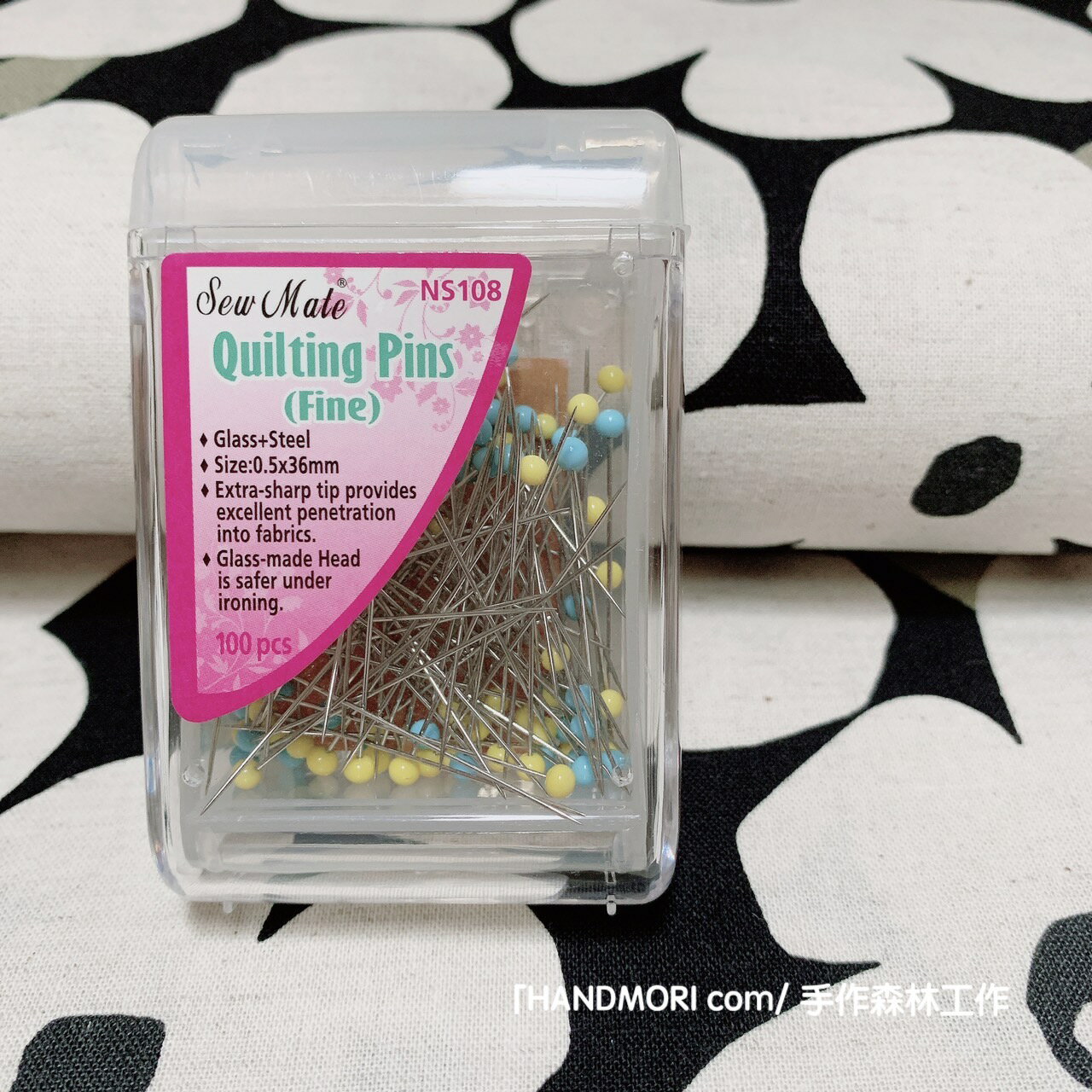 手作森林 日本 珠針 拼布玻璃珠針 機縫用 100入 盒裝珠針