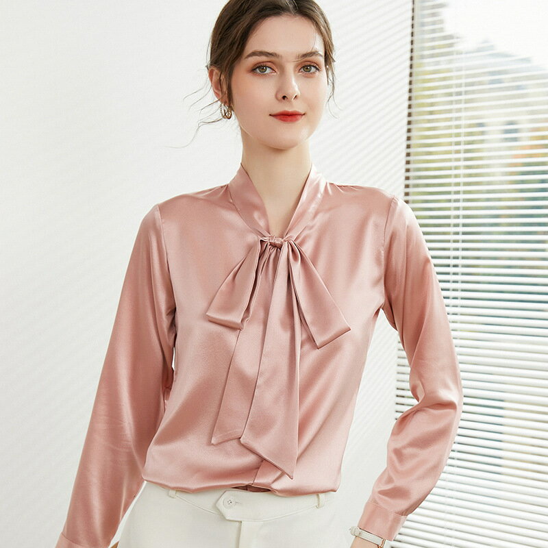 【巴黎精品】現貨+預購 緞面襯衫法式絲綢絲質長袖上衣-飄帶蝴蝶結設計感OL女上衣5色a1be66