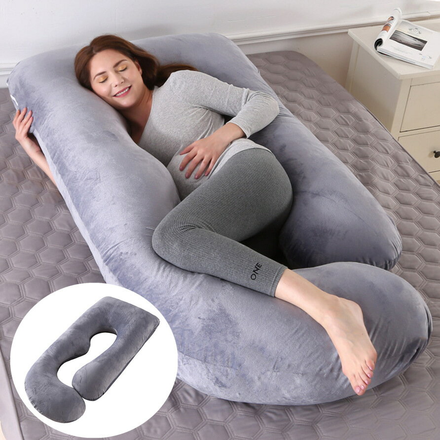 孕婦枕頭側臥可拆水晶絨G型護腰抱枕
