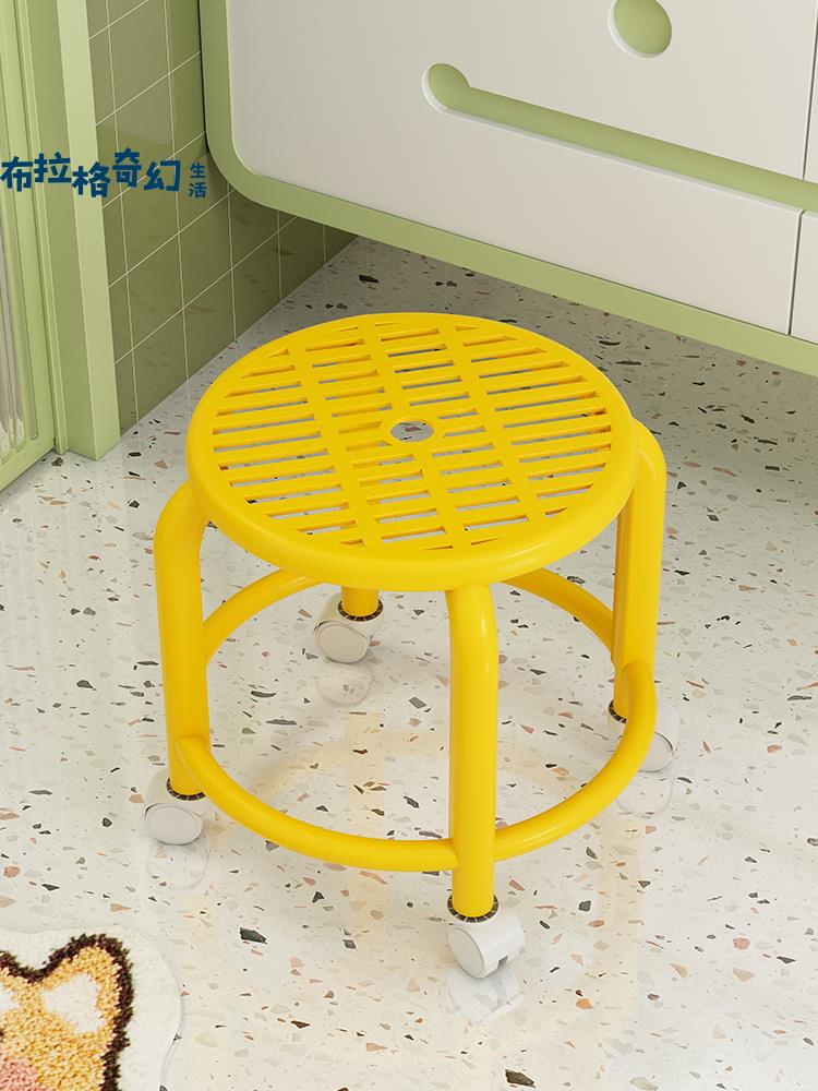 萬向輪滑輪矮凳家用洗澡小 凳子 換鞋凳帶娃移動圓凳小 椅子 板凳[DD0427003]