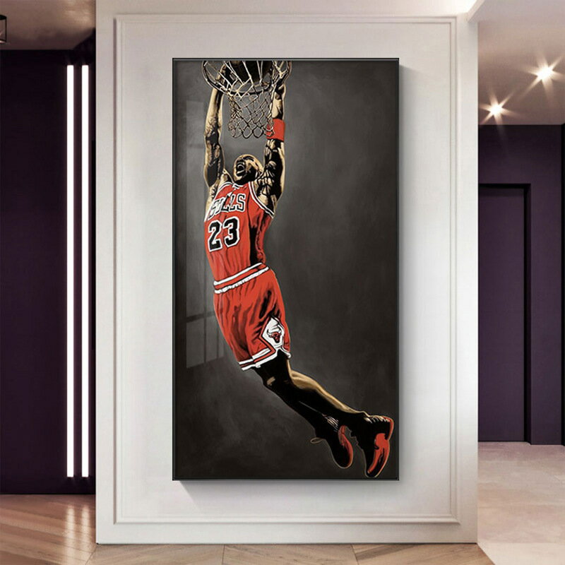 玄關過道裝飾畫 球星海報籃球明星科比喬丹掛畫臥室梅西C羅墻壁畫