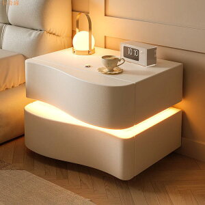全實木床頭柜新款創意臥室家用簡約現代奶油風高級床邊收納柜