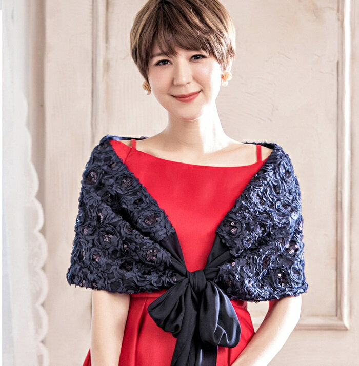 公主玫瑰花蕾絲亮片綁結禮服搭配披肩[3379-S]【北歐居家生活】