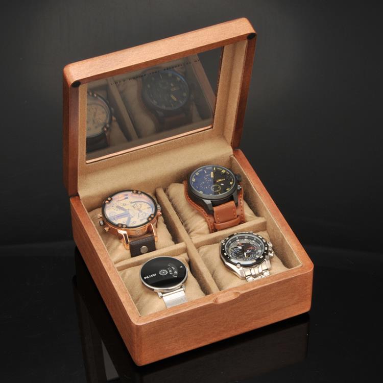手錶收納盒 儷麗中式實木手錶盒4只裝大錶位簡約錶盒收納盒手鏈首飾串收納盒 米家家居