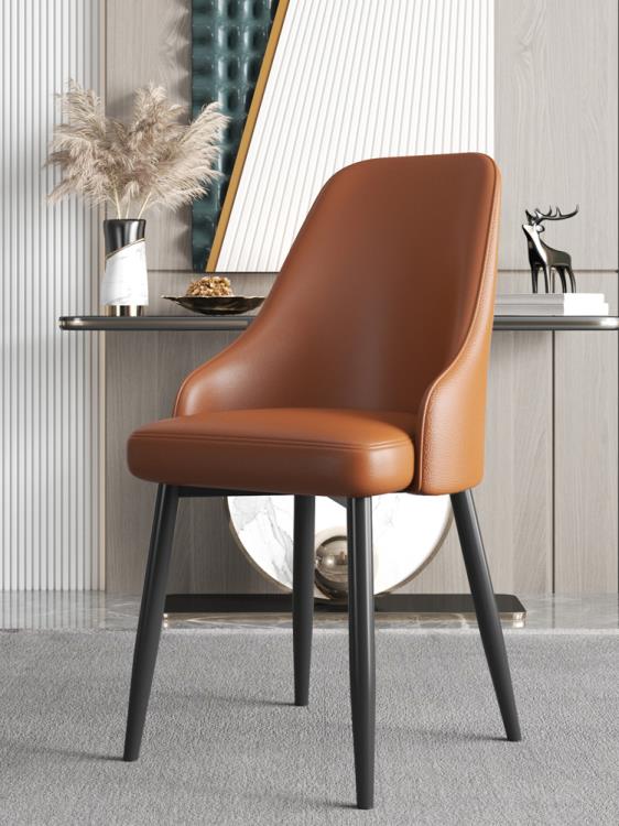 家用北歐輕奢餐椅現代簡約靠背椅子皮革軟包餐廳餐桌椅網紅美甲凳