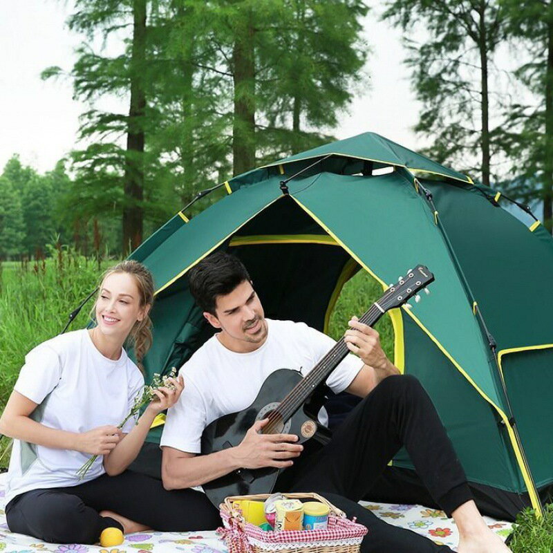雙人帳篷戶外全自動速開帳篷3-4人野營防水露營帳蓬野外露營裝備