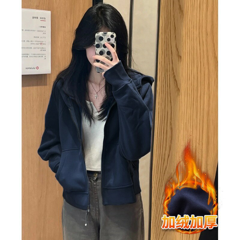 外套 女裝 休閒外套 時尚外套 小個子短款衛衣春季外套女2025年新款春秋即墨連帽拉鍊開衫上衣 0