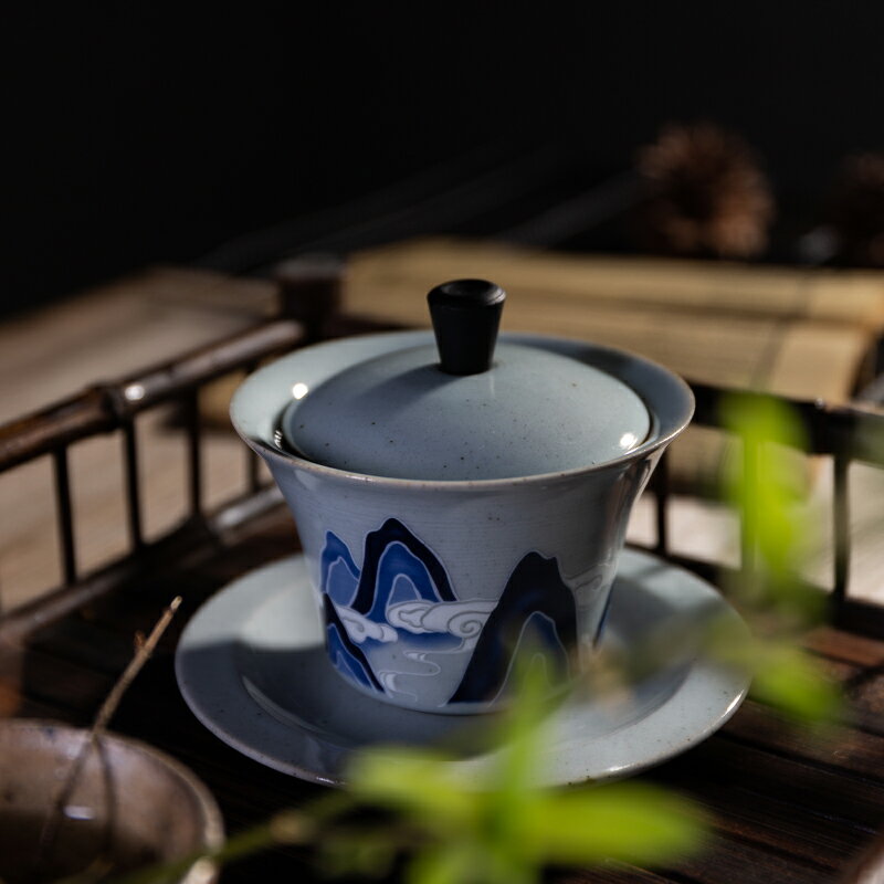 蓋碗茶碗大號茶具配件辦公室陶瓷泡茶碗白瓷功夫三才碗單個裝| 協貿國際