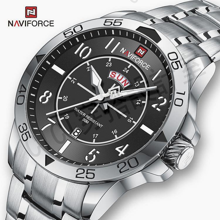 2023 新款 NAVIFORCE 品牌時尚男士運動手錶豪華不銹鋼錶帶防水男石英腕錶【亞德機械五金家居】
