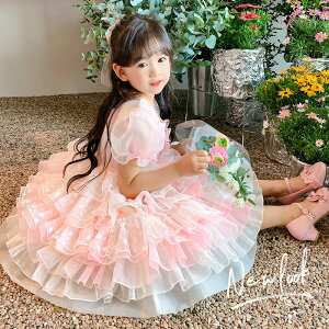 女童洛麗塔連衣裙夏季新款兒童甜美仙女網紗裙子小女孩可愛公主裙