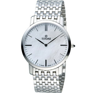 TITONI 梅花麥錶-指定商品-超薄紳士腕錶(TQ52918S-587)-38mm-白貝鋼帶【刷卡回饋 分期0利率】