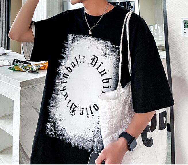 FINDSENSE X 韓潮 男士 時尚 寬鬆 大尺碼 街頭黑白字母印花 短袖T恤
