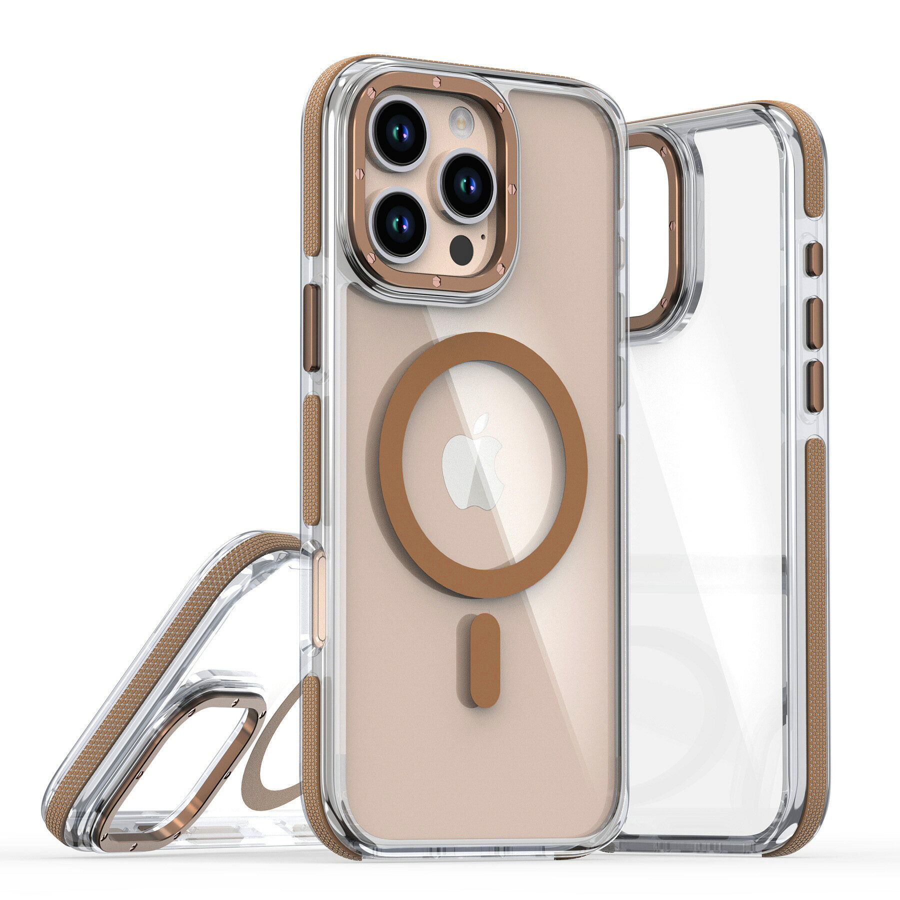 Iphone16雙色邊透明防摔磁吸手機殼 保護鏡頭設計