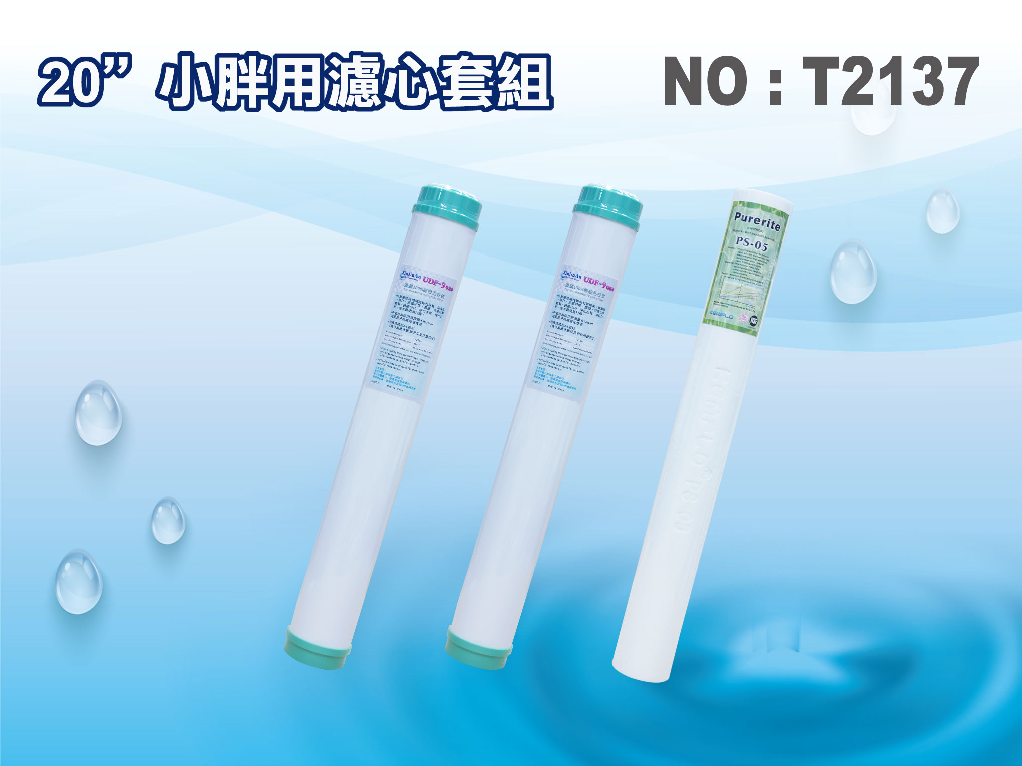 【龍門淨水】20英吋小胖濾心3支組 (貨號T2137)
