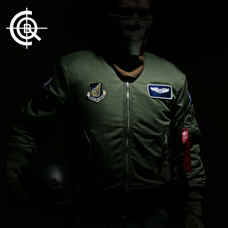 CQB飛行員夾克男加厚棉衣冬季棉服MA1刺繡徽章短款棒球服保暖外套