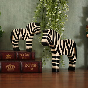 zakka雜貨 歐式動物木質斑馬小擺設 創意家居裝飾品客廳擺件