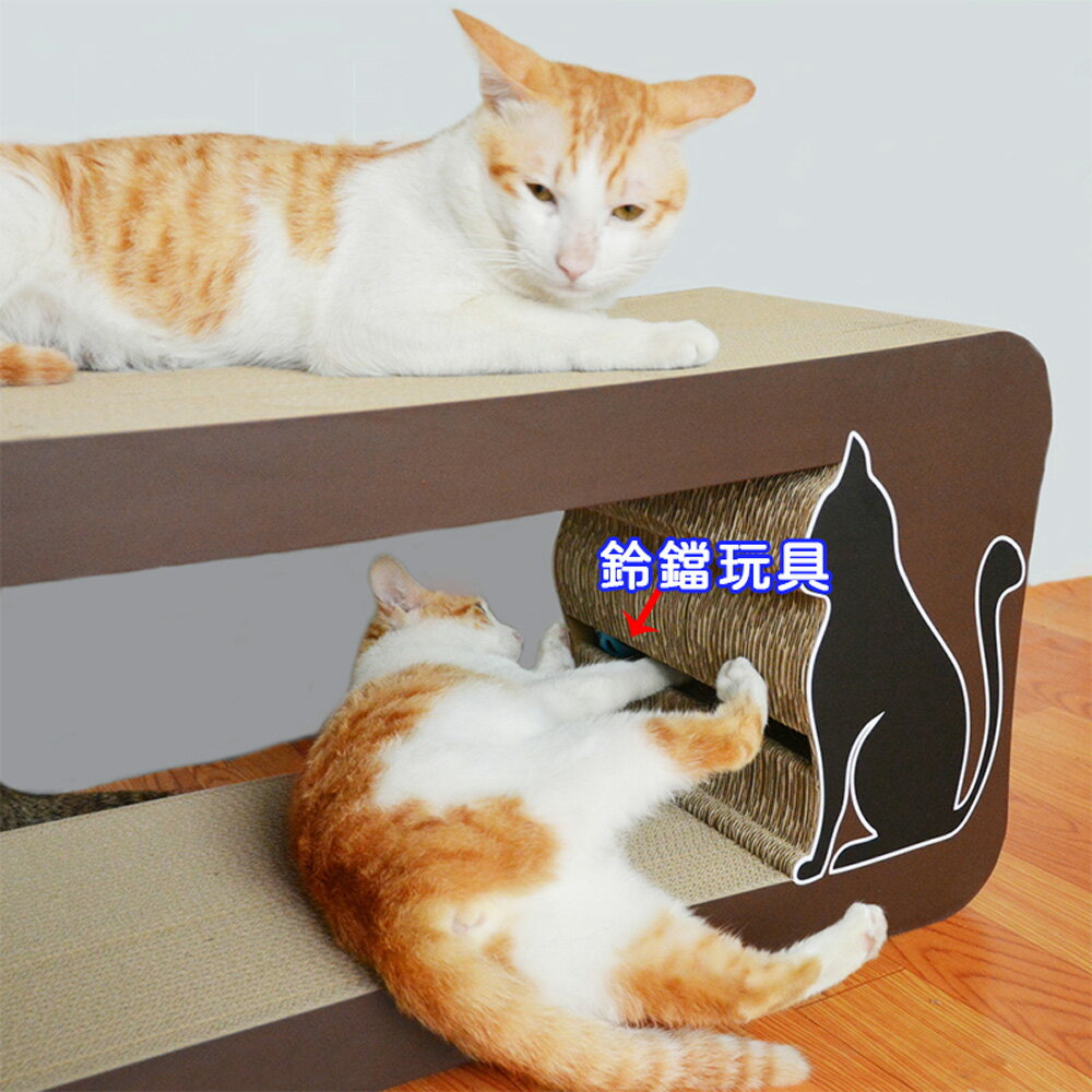 【台灣現貨】加長鈴鐺互動貓抓板 特大超豪華特硬磨爪板 肥貓可用貓抓板貓咪座椅貓窩 4
