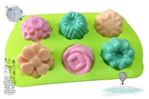 心動小羊^^6連模玫瑰蛋糕塔甜甜圈 巧克力模具 蛋糕模 手工皂 矽膠模具 製冰盒 果凍盒 皂模