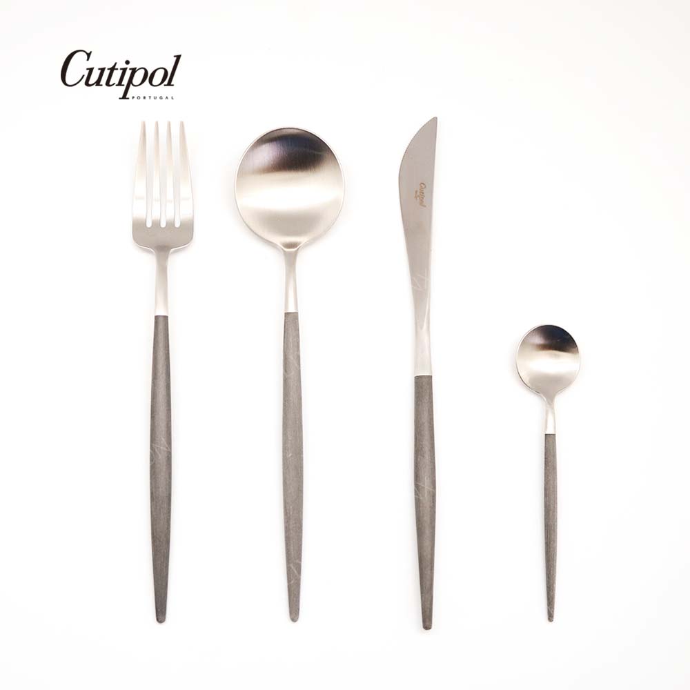 葡萄牙 Cutipol GOA系列個人餐具4件組-主餐刀+叉+匙+咖啡匙 (灰銀)
