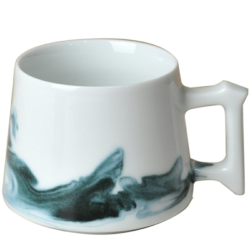 景德鎮白瓷咖啡杯陶瓷水杯創意手繪水墨茶杯馬克杯下午茶杯子小號