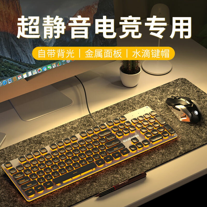 前行者超靜音有線鍵盤鼠標套裝機械手感電競電腦遊戲筆記本辦公-貼心優衣家居