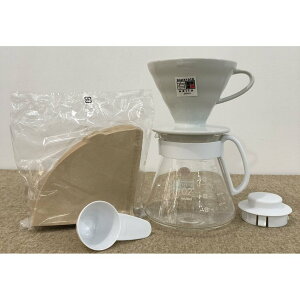 HARIO V60白色02陶瓷濾杯咖啡壺組 1-4杯 有田燒 附濾紙 XVDD-3012W『歐力咖啡』