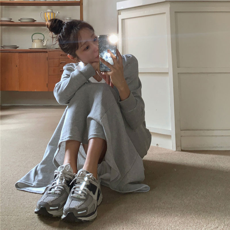 ANNAS 正韓 POLO領魚尾洋裝 顯腰身洋裝 長袖連身裙 長洋 長裙 長洋裝 襯衫 顯瘦 縮腰 文青 V領 韓國 3